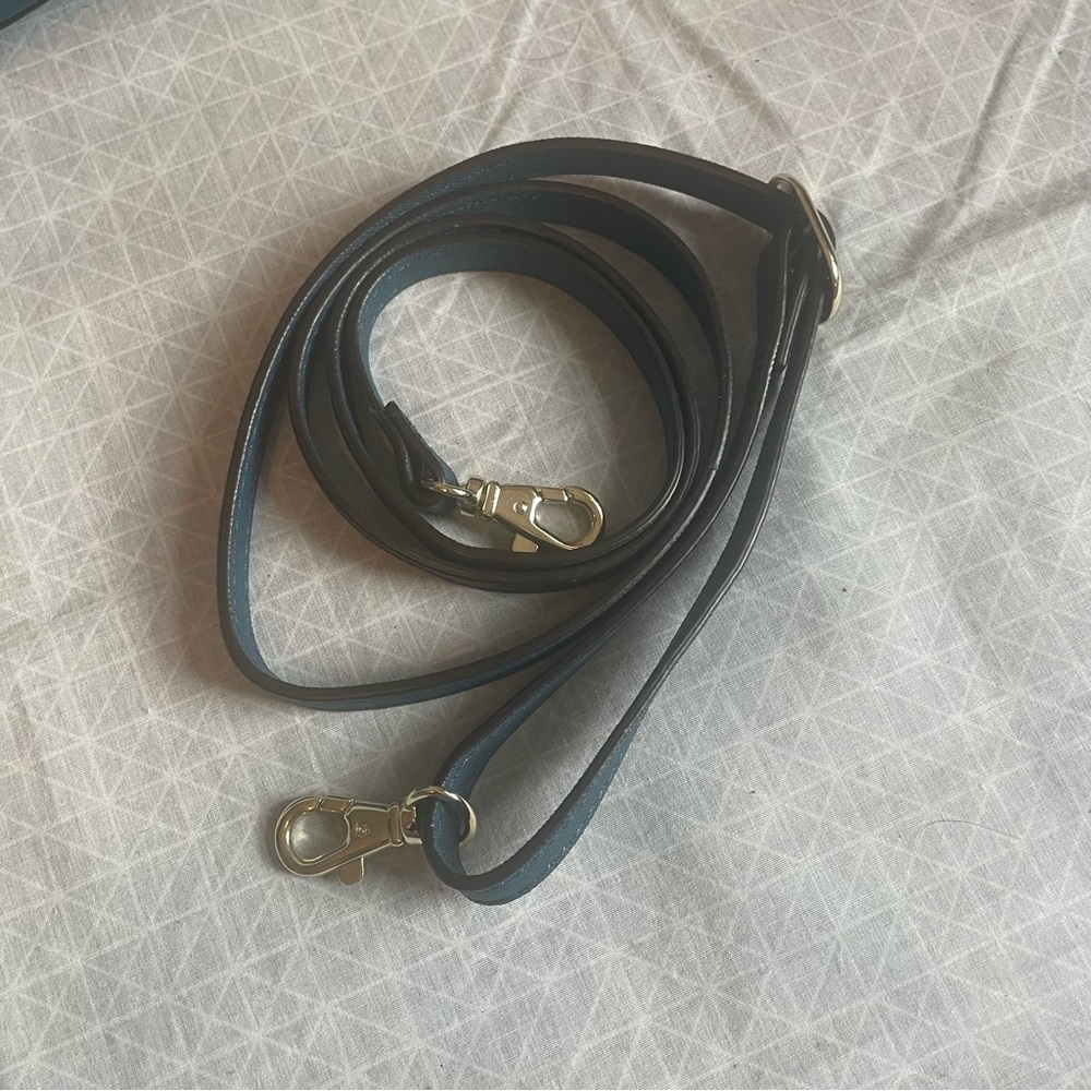 Lo & Sons The Pearl Crossbody Bag in HTF Pacific Blue Saffiano/Gold/Gray - Picture 2 of 6